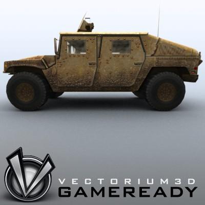 3D Model of Low poly model of HUMVEE with one 1024x1024 diffusion/opacity TGA texture - 3D Render 4